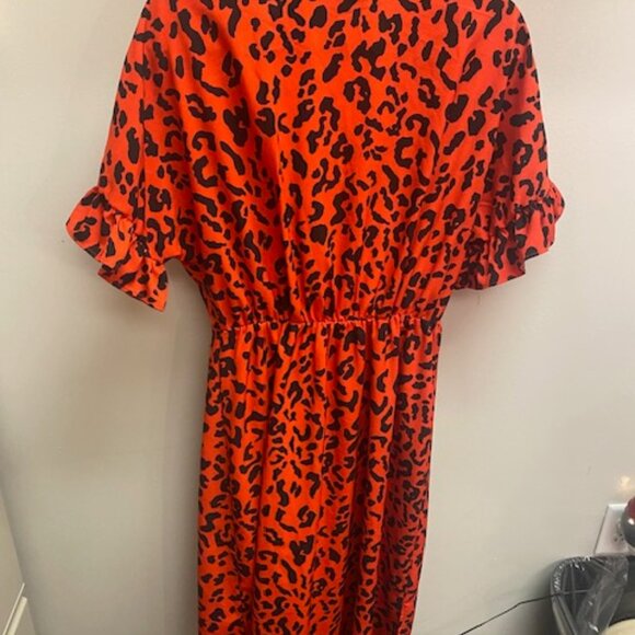 Who What Wear: Bold Red Cheetah Print Midi Dress - Picture 2 of 4